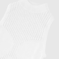 Woman Dresses Knitted High Neck Contour Dress - White