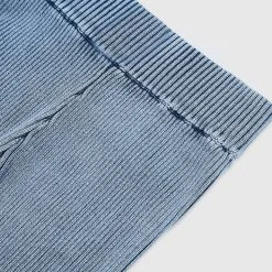 Woman Trousers Knitted High Waisted Flared Trousers - Washed Blue LEGGINGS