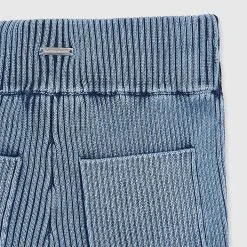 Woman Trousers Knitted High Waisted Flared Trousers - Washed Blue LEGGINGS