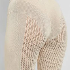 Woman Leggings Knitted High Waisted Leggings - Beige