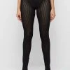Woman Leggings Knitted High Waisted Leggings - Black