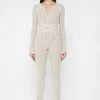Woman Jumpsuits JUMPSUITS & PLAYSUITS Knitted Two Tone Jumpsuit With Belt - Beige/Taupe