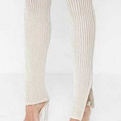 Woman Jumpsuits JUMPSUITS & PLAYSUITS Knitted Two Tone Jumpsuit With Belt - Beige/Taupe