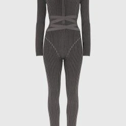 Woman Jumpsuits Knitted Two Tone Jumpsuit With Belt - Grey/Black JUMPSUITS & PLAYSUITS