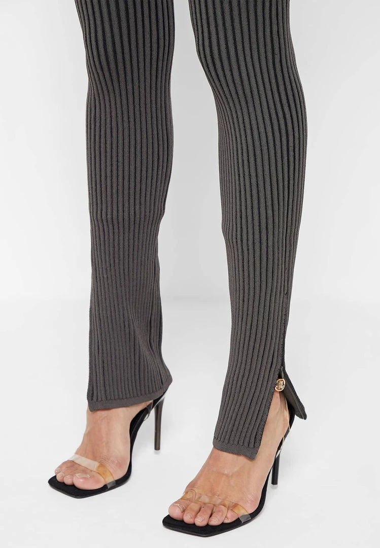 Woman Jumpsuits Knitted Two Tone Jumpsuit With Belt - Grey/Black JUMPSUITS & PLAYSUITS