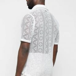 Man Shirts Lace Resort Shirt - White