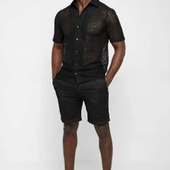 Man Shorts SHORTS SETS Lace Shorts - Black