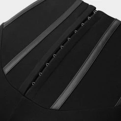 Woman Leggings Lace Up Leggings With Corset Detail - Black