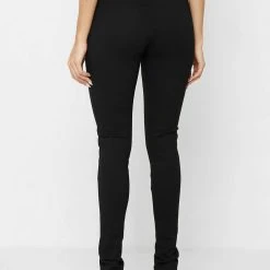 Woman Leggings Lace Up Leggings With Corset Detail - Black