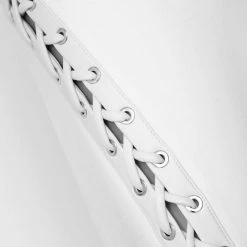 Woman Leggings Lace Up Leggings With Corset Detail - White