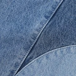 Woman Denim Lace Up Patchwork Mom Jeans - Mid Blue