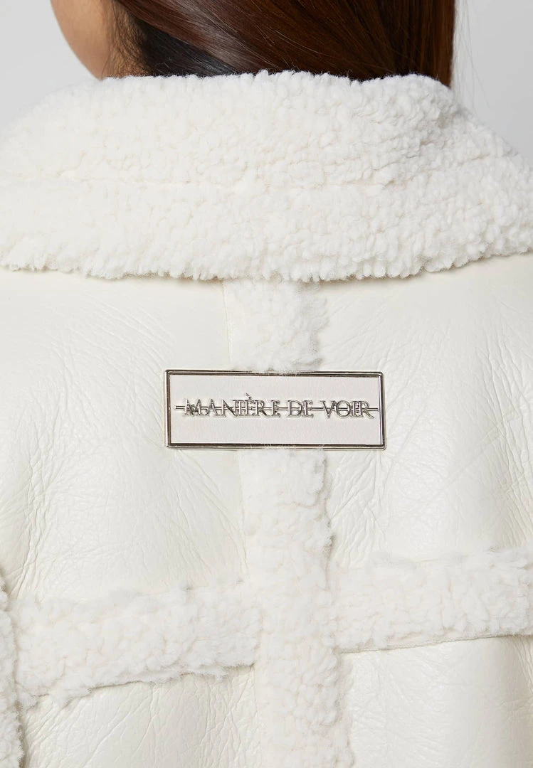 Woman Coats Limited Edition Vegan Leather & Shearling Coat - Beige OUTERWEAR