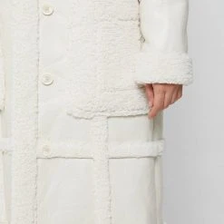 Woman Coats Limited Edition Vegan Leather & Shearling Coat - Beige OUTERWEAR