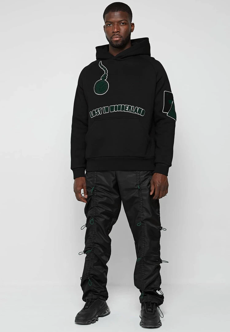 Man Hoodies Lost In Wonderland Hoodie - Black / Green