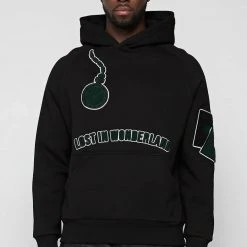 Man Hoodies Lost In Wonderland Hoodie - Black / Green