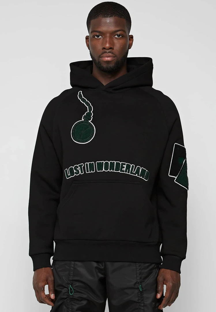 Man Hoodies Lost In Wonderland Hoodie - Black / Green
