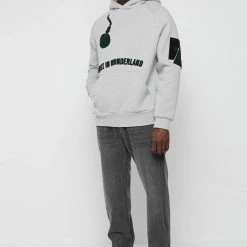 Man Hoodies Lost In Wonderland Hoodie - Grey / Green