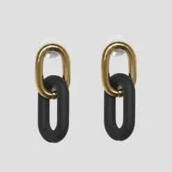 Woman Jewellery Matte & Gold Earrings - Black