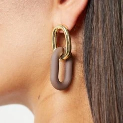 Woman Jewellery Matte & Gold Earrings - Brown
