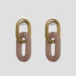 Woman Jewellery Matte & Gold Earrings - Brown