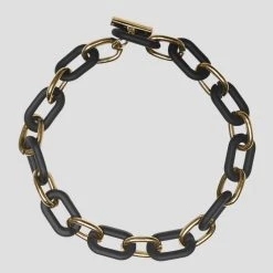 Woman Jewellery Matte & Gold Necklace - Black