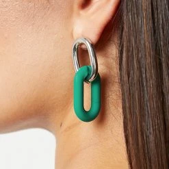 Woman Jewellery Matte & Silver Earrings - Green