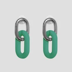 Woman Jewellery Matte & Silver Earrings - Green