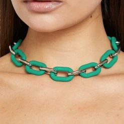 Woman Jewellery Matte & Silver Necklace - Green