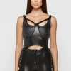 Woman Tops Matte Vegan Leather Suspender Top - Black TOPS & T SHIRTS