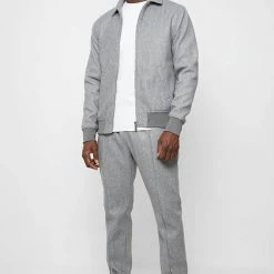 Man Jackets Melange Harrington Jacket - Grey CO-ORDS