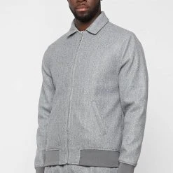 Man Jackets Melange Harrington Jacket - Grey CO-ORDS