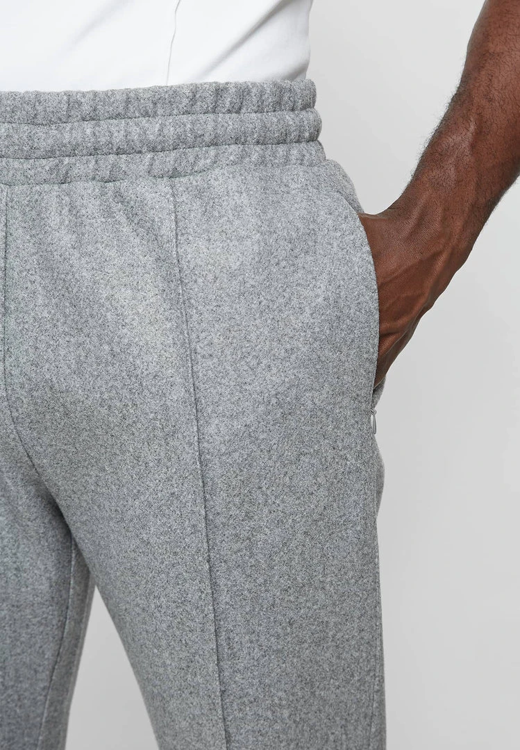 Man Casual Trousers Melange Pintuck Trousers - Grey