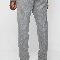 Man Casual Trousers Melange Pintuck Trousers - Grey