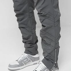 Man Casual Trousers Ruched Cargo Pants - Grey