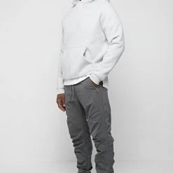 Man Casual Trousers Ruched Cargo Pants - Grey