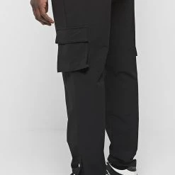 Man Casual Trousers Cargo Pants With Poppers - Black