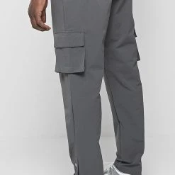 Man Casual Trousers Cargo Pants With Poppers - Grey