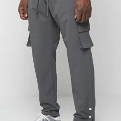 Man Casual Trousers Cargo Pants With Poppers - Grey