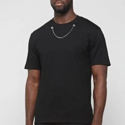 Man T-Shirts T-SHIRTS & TOPS Chain Detail T-Shirt - Black