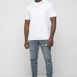 Man T-Shirts Chain Detail T-Shirt - White