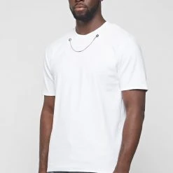 Man T-Shirts Chain Detail T-Shirt - White