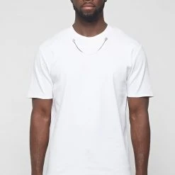 Man T-Shirts Chain Detail T-Shirt - White