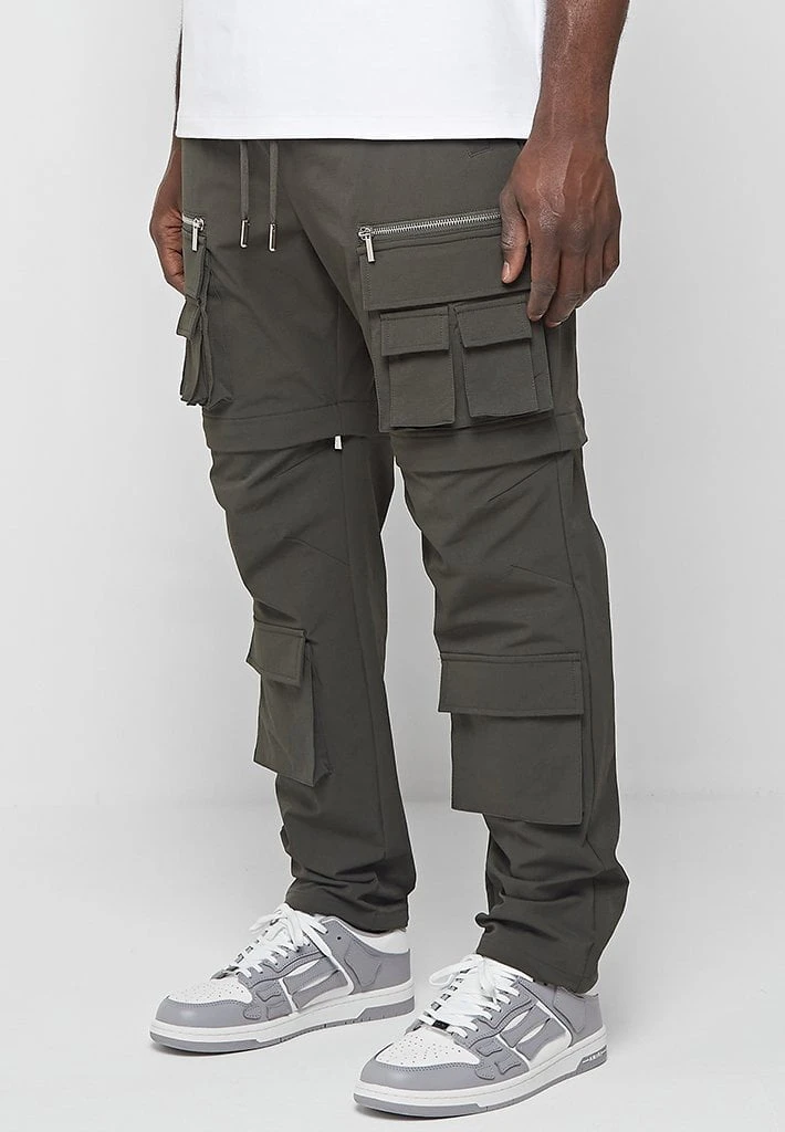 Man Casual Trousers 2-in-1 Hardware Cargo Pants - Dark Green