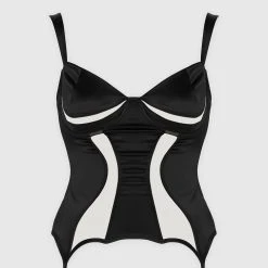 Woman Tops Mesh Contour Corset Top - Black TOPS & T SHIRTS