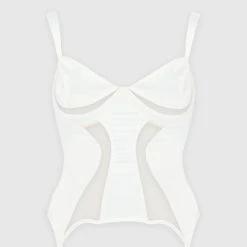 Woman Tops Mesh Contour Corset Top - White TOPS & T SHIRTS