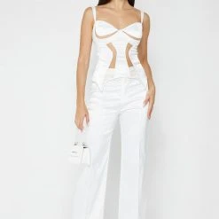 Woman Tops Mesh Contour Corset Top - White TOPS & T SHIRTS