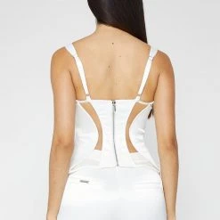 Woman Tops Mesh Contour Corset Top - White TOPS & T SHIRTS
