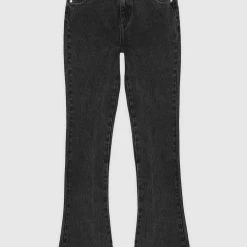 Woman Denim Mid Rise Flared Jeans - Black
