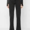 Woman Denim Mid Rise Flared Jeans - Black