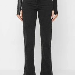 Woman Denim Mid Rise Flared Jeans - Black